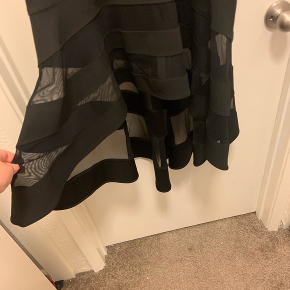 BLACK! Illusion stripe mermaid gown Xscape - Picture 6 of 8